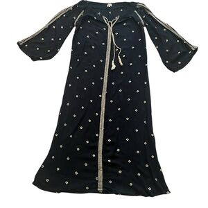 World Market Black & Beige Embroidered Maxi Dress S/M